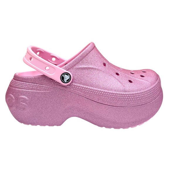 Crocs Womens Mega Wedge Platform Clog Size 7 Rose Glitter Slip-on Water Friendly - Picture 13 of 14